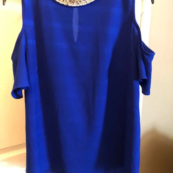 Woman’s Shoulderless Royal Blue Blouse - Picture 3 of 3